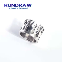 rundraw fashion women men antique silver color alloy flame ring ethnic culture rings for birthday party gift jewelry