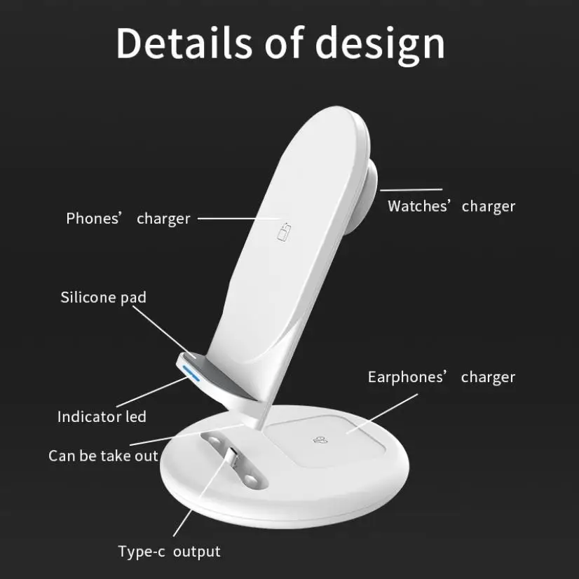 

15W 3 in 1 QI Wireless Charger Station for iPhone 12 11 Pro Max Fast Wireless Charging Stand Dock For Apple Watch AirPods Pro