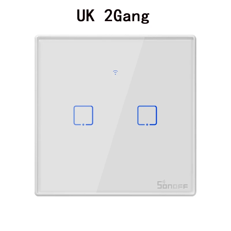 UK 2 Gang Сенсорный выключатель Умный светильник переключатель Панель настенный прерыватель 1/2/3 wifi светильник переключатель US/EU/UK розетки работать с Alexa Google Home - Комплект: UK 2 Gang