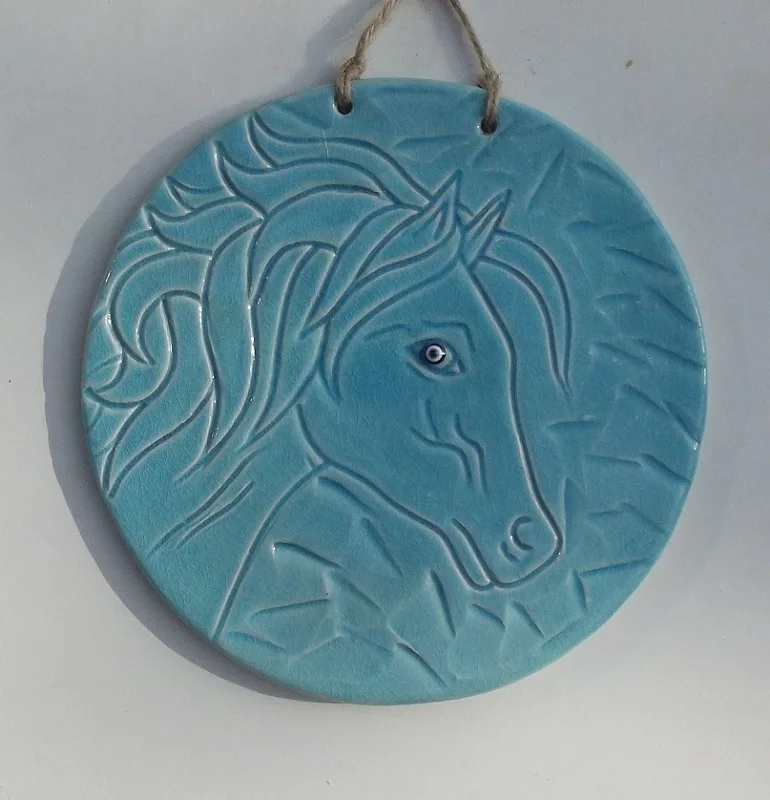 

New season handmade ceramic horse wall decoration indoor and outdoor high quality Christmas gift female