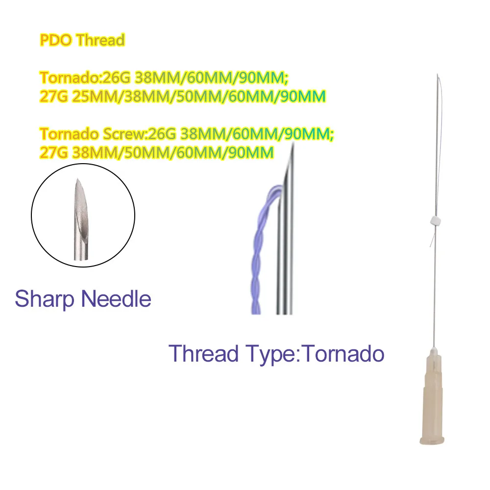 

10pcs Korea Tornado Screw Pdo Thread Lift Tightening Beauty 26G 27G Tornado Faciales Nose Face Lifting PDO Thread