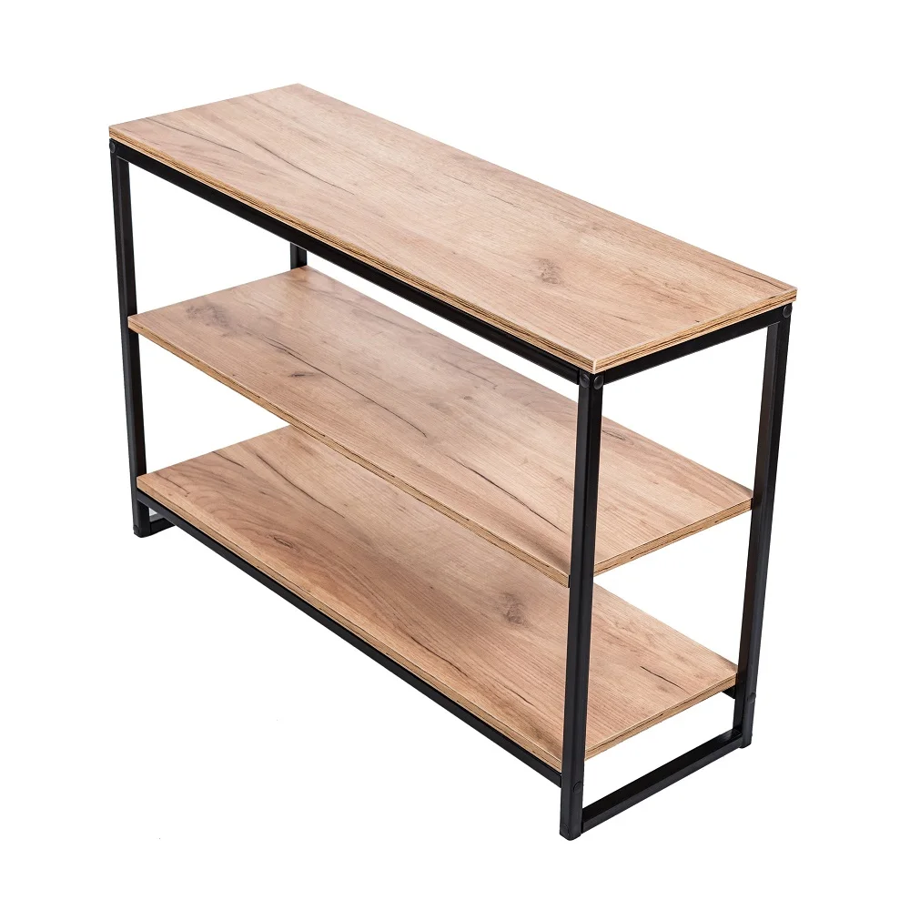 Этажерка приставная WOOD&ampSTEEL в стиле лофт 3 яруса 90x30х60 см | Console Tables