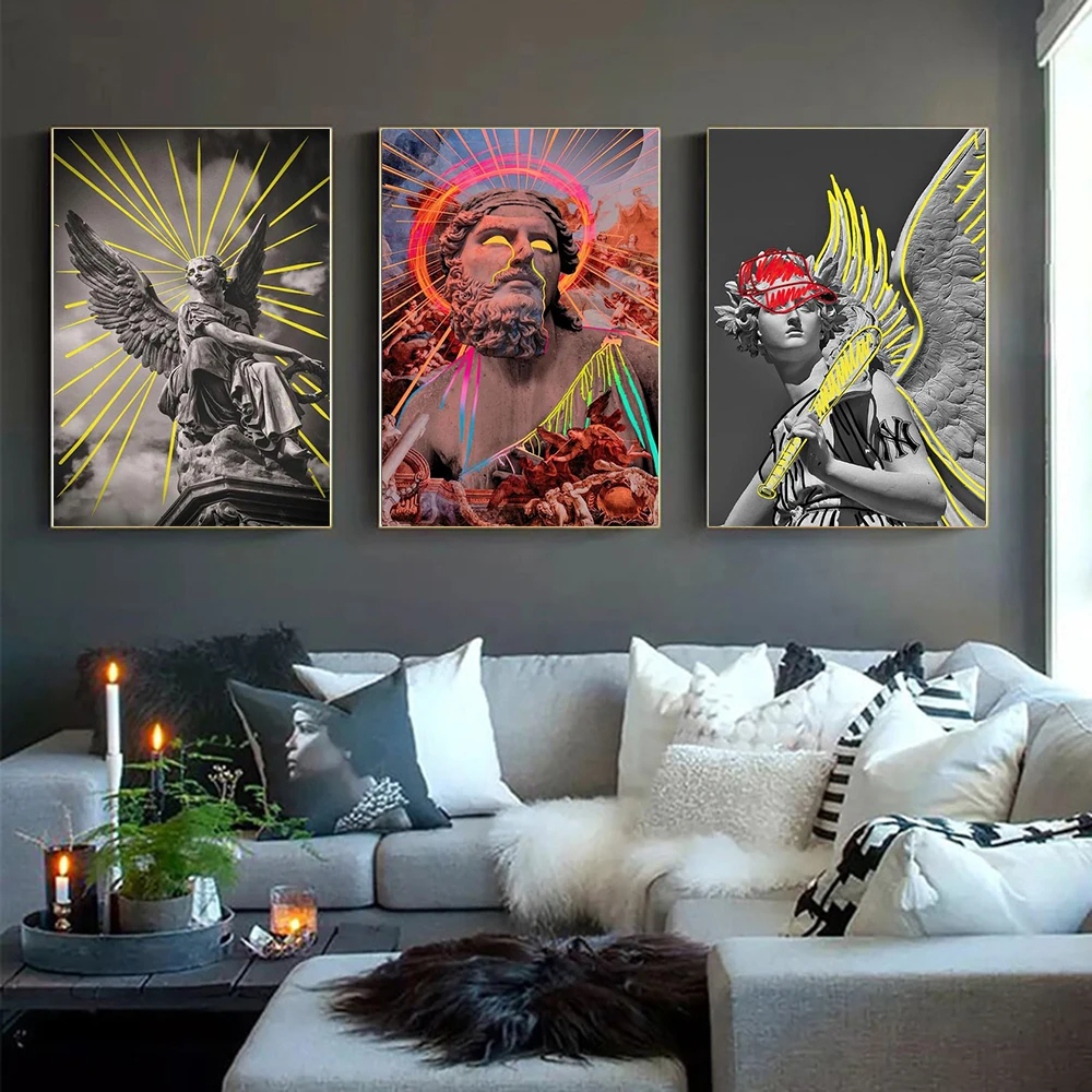 

Abstract Funny Emit Light Lines Graffiti Statue Poster Art Prints Modern Wall Canvas Painting Pictures Living Room Home Decor