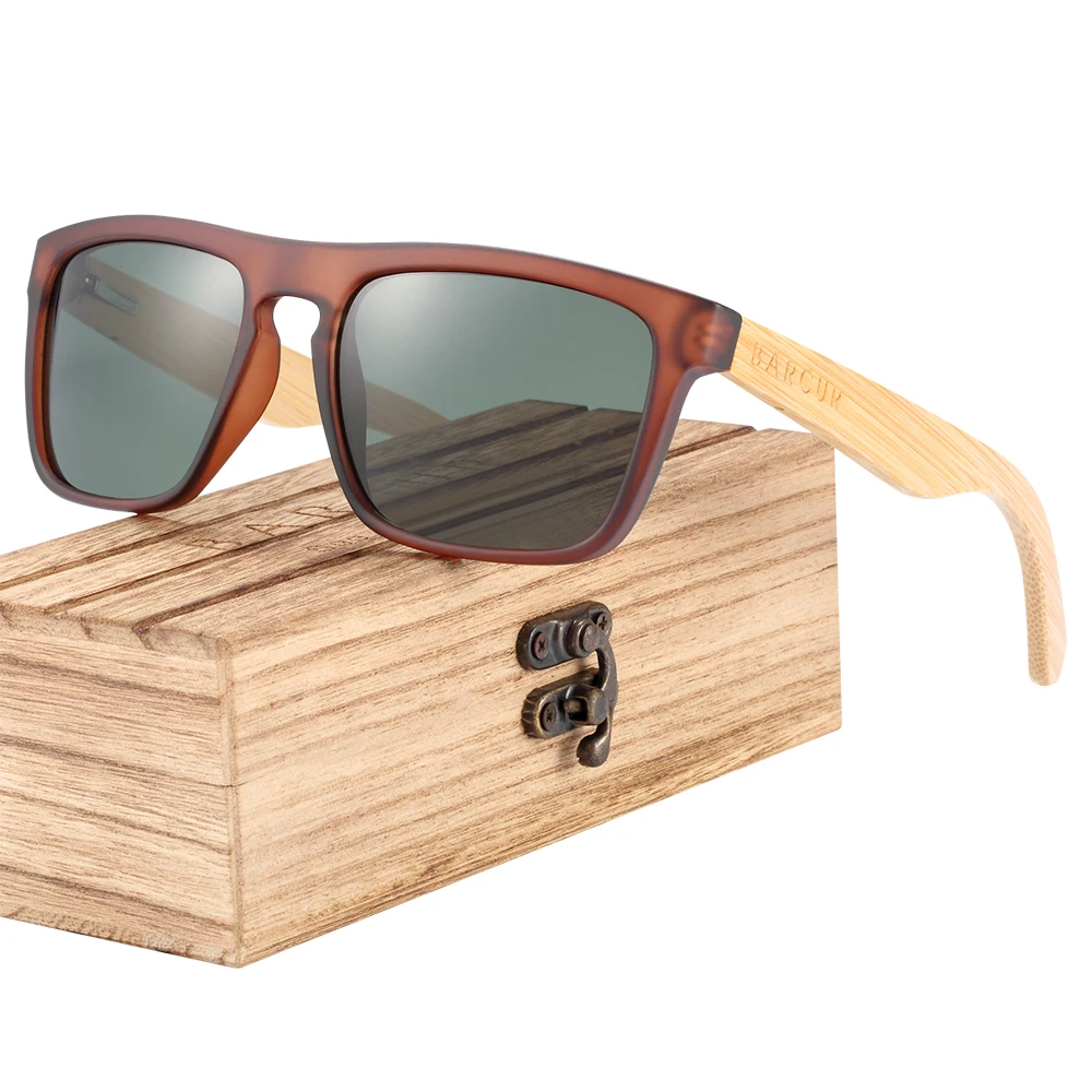 

Мужские и женские солнцезащитные очки BARCUR, поляризационные солнцезащитные очки из натурального дерева, с защитой UV400