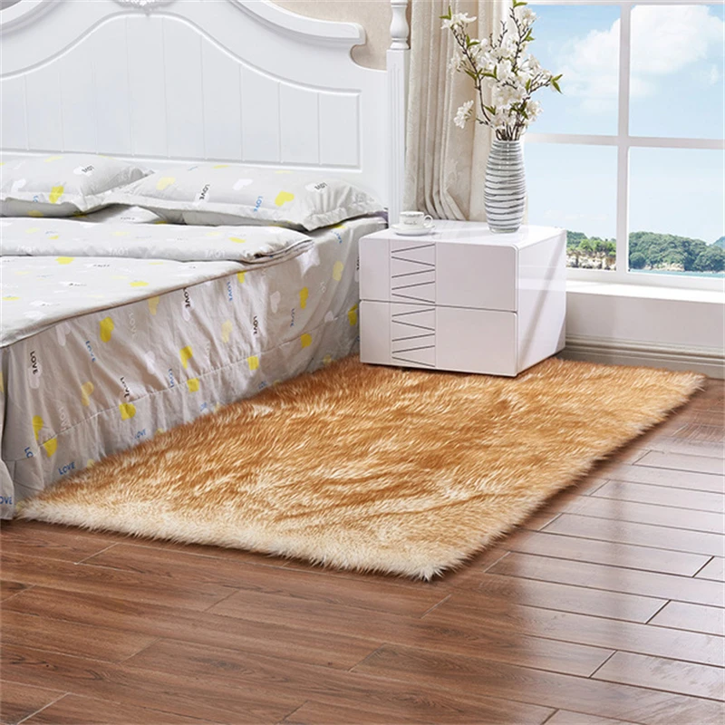 

Fluffy Carpet Simple Children's Bedroom Keep Warm Nordic Soft Velvet Cushion Long Doormats Carpet