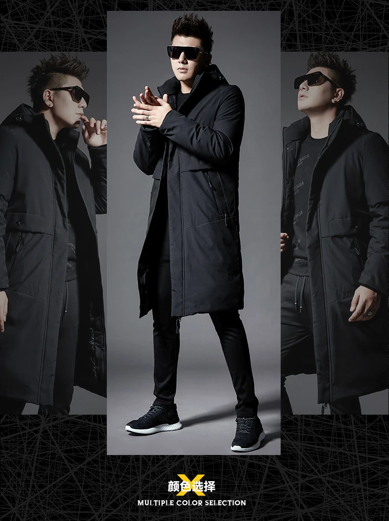 Winter Men Thick Hooded Coat High Quality Fashion Men's Coats With Pockets Black Color J9523-85665-G
