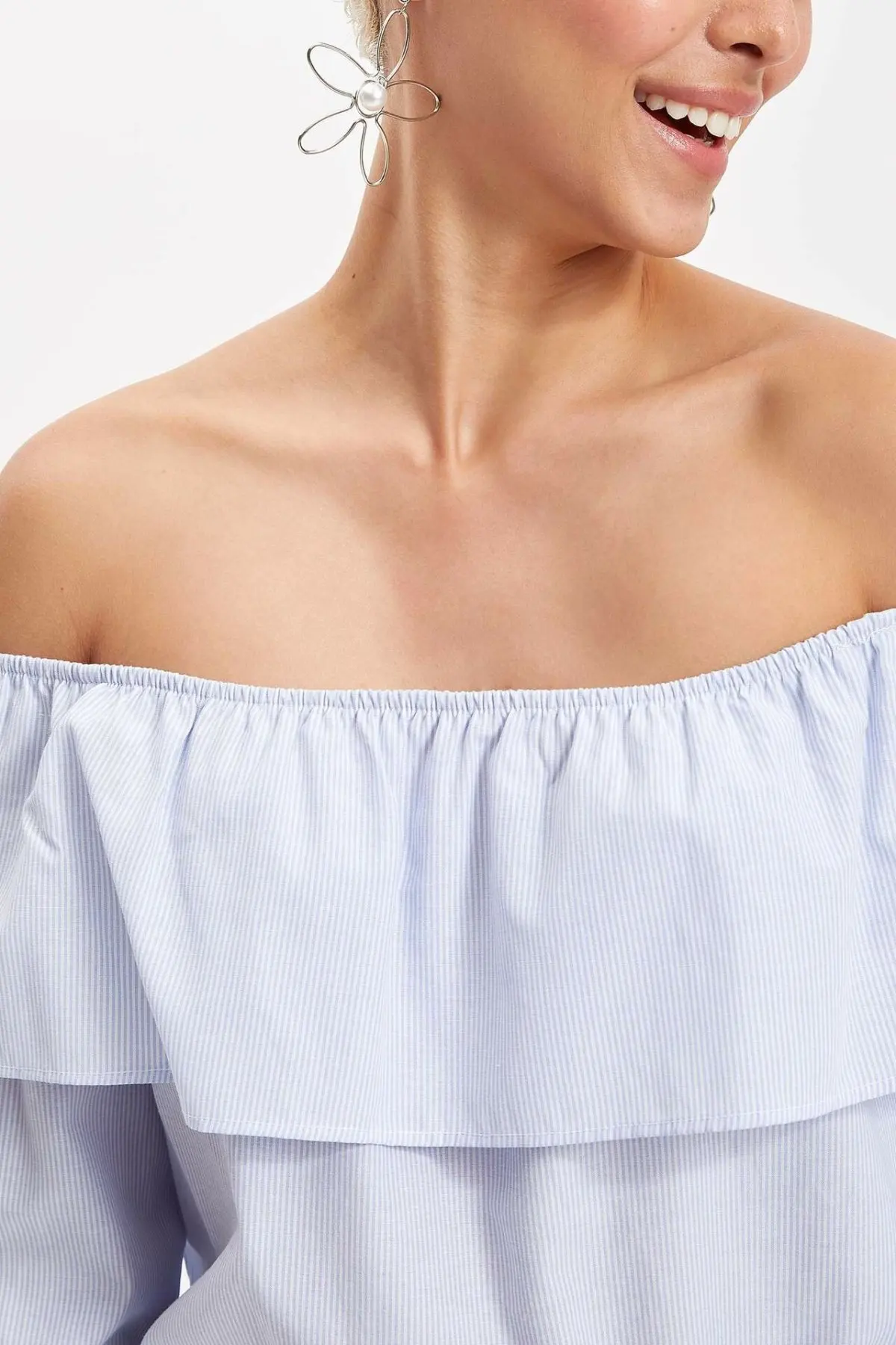 DeFacto модная женская блузка с открытыми плечами и длинными рукавами женские