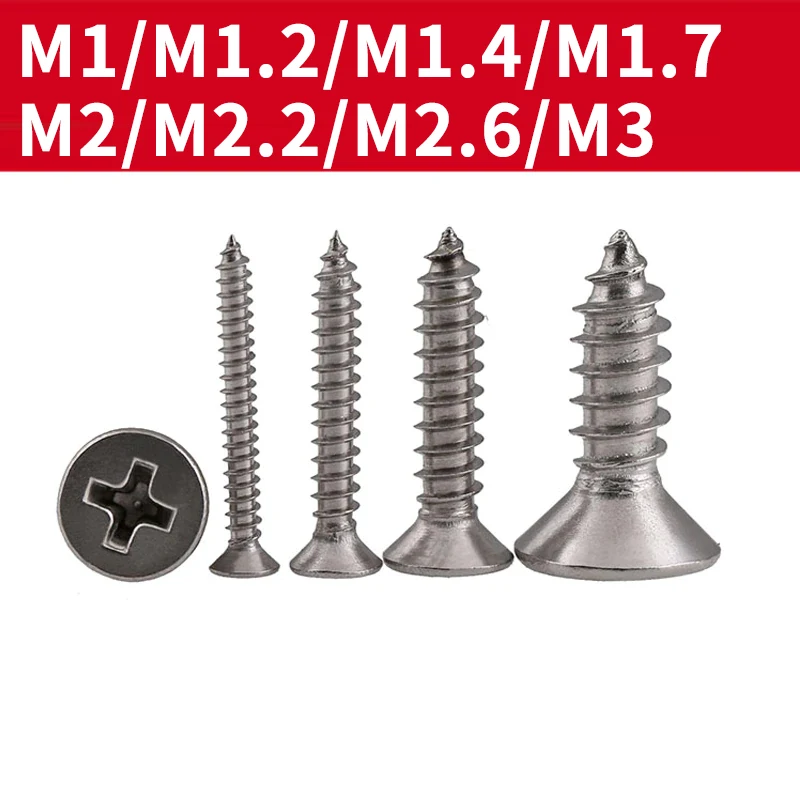 Винты из нержавеющей стали M1M2M3M3.5 DIN7982 ISO7050 100 шт./партия винты 304 с потайной плоской