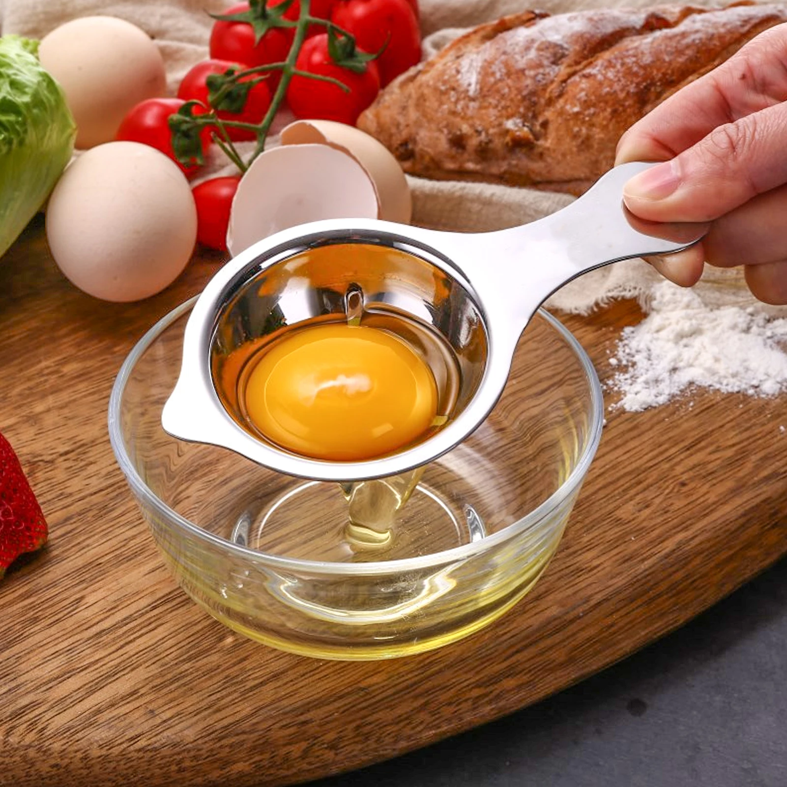 

Egg Separator Egg Divider Stainless Steel Yolk and White Separator Egg Strainer Egg Filter Kitchen Tool