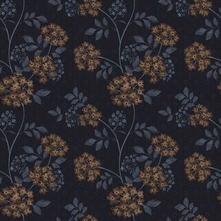 

Curtain Flowers Blooms in Summer Garden Nature Theme Classic Floral Pattern Artwork Blue Brown