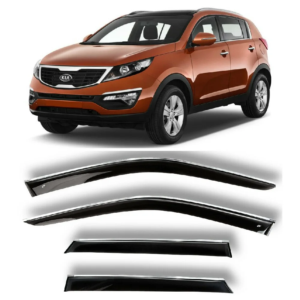 Дефлекторы окон хром полоска молдинг Cobra Tuning K11910CR на авто Kia Sportage III 2010-2015