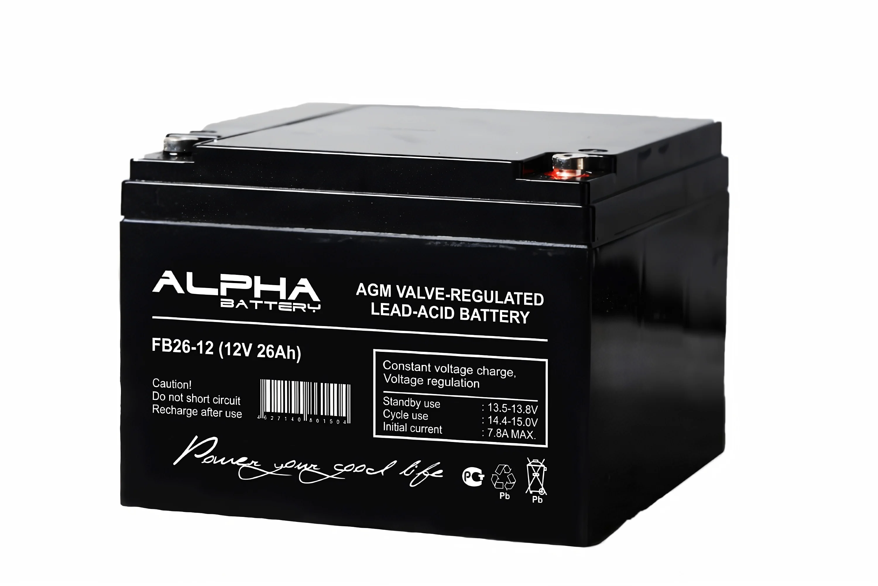 Свинцово-кислотный аккумулятор ALPHA BATTERY FB 26-12 (12 В 26 Ач) 166х175х125 для обеспечения