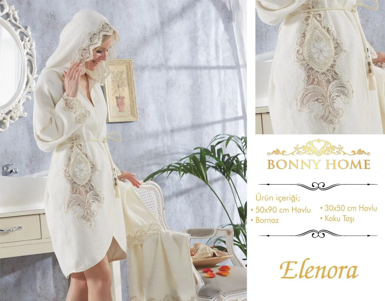 Красивая домашняя Elonara 3 штуки Для женщин халат комплект 100% хлопка кружевные