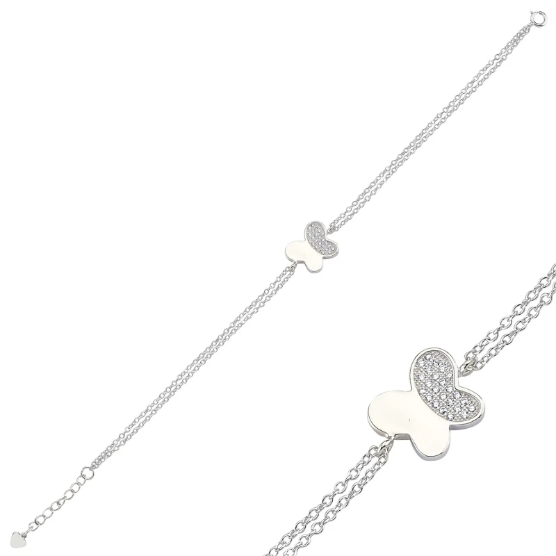 

Silver 925 Sterling Zircon Cubic Zirconia Butterfly Bracelet