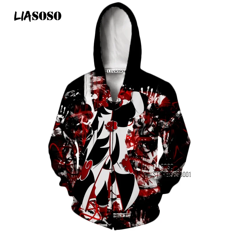 12 LIASOSO 3D принт унисекс аниме Наруто Akatsuki Учиха Итачи Дейдара боль толстовки с капюшоном Кофты на молнии X2650 - Цвет: 12