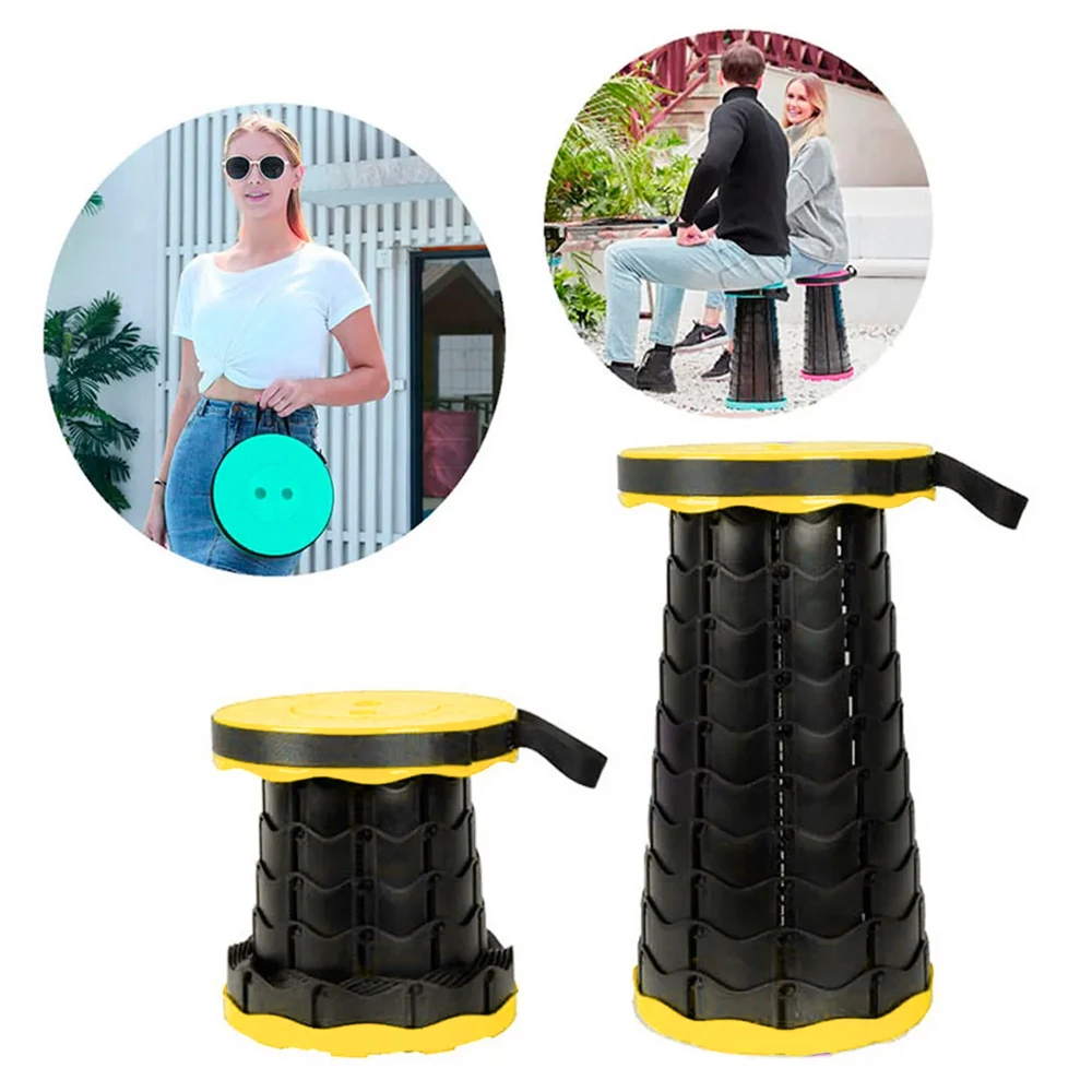 Табурет Складной телескопический Стул 24х24х45 см Telescopic Stool Желтый | Спорт и