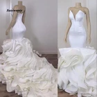 Женское свадебное платье-Русалка, роскошное атласное белое платье невесты, модель 2022