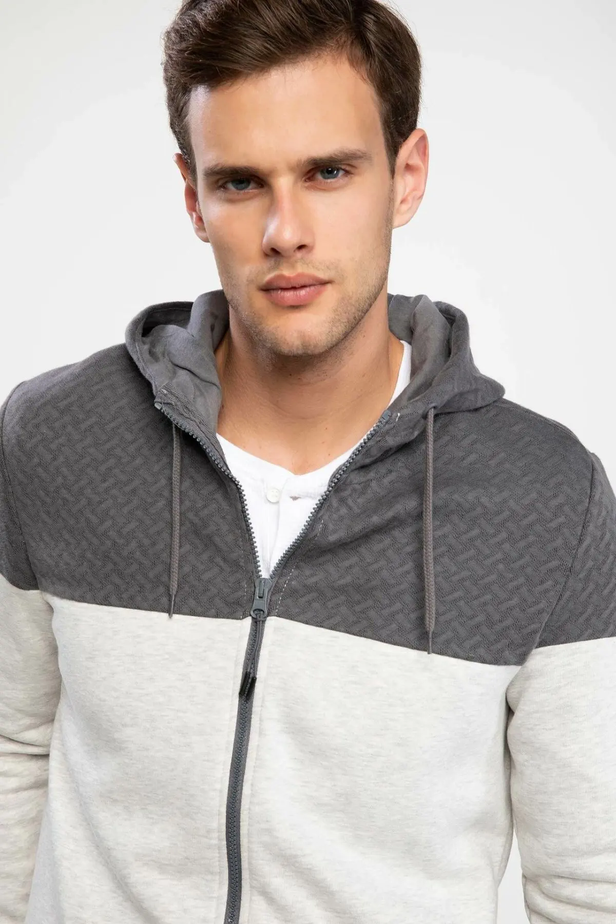 DeFacto мужской модный кардиган с капюшоном мужские повседневные Лоскутные