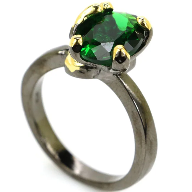 

13x11mm Sublime Antique Vintage Created Green Emerald Smokey Topaz Gift For Woman's Engagement Silver Rings