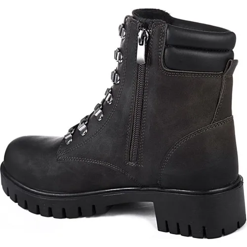 

Captain Junior Young Women Black Leather Boots Winter Snow Boat Orthopedic Soft Light Flexible Non-Slip Flat Bottom Antibacterial