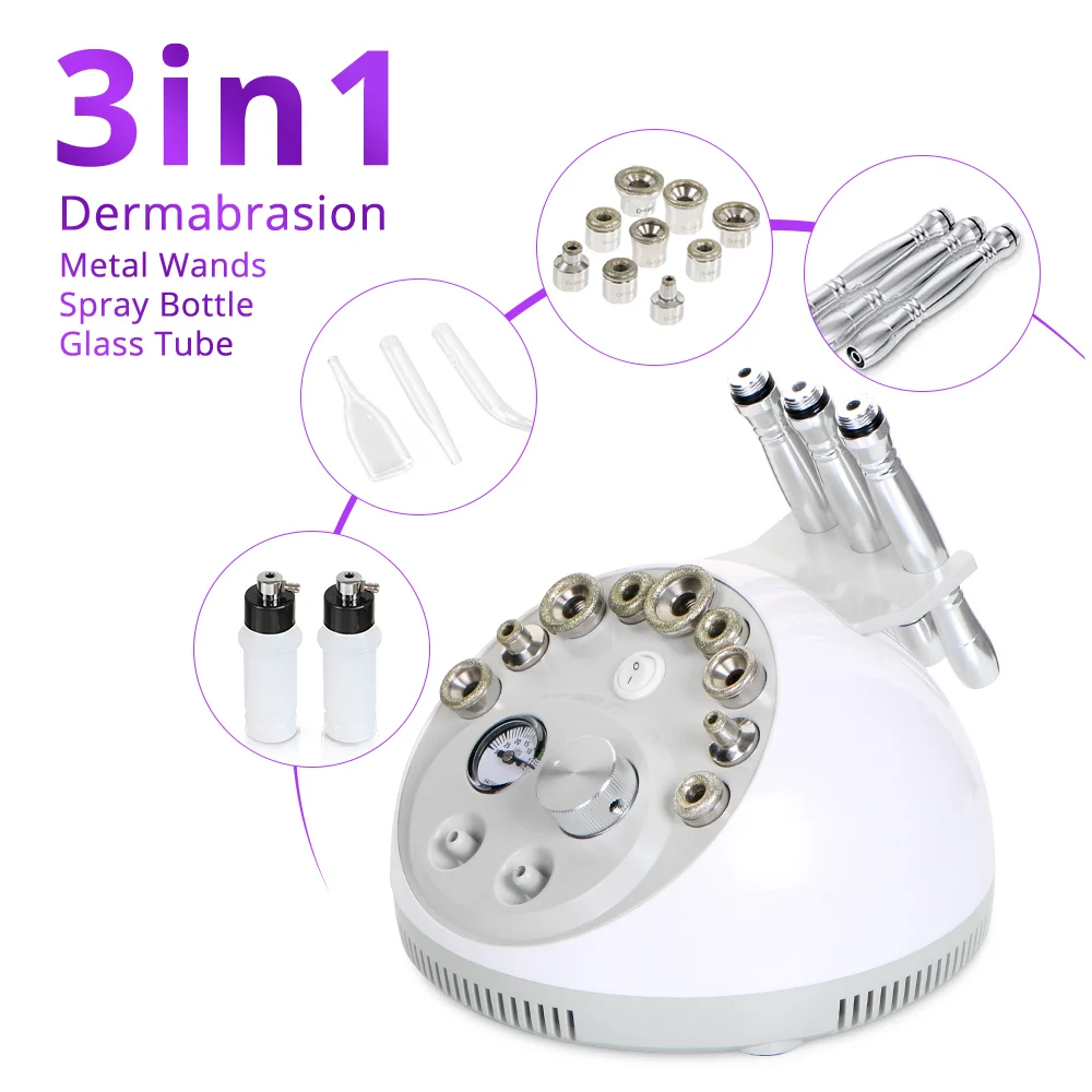 3 In 1 Dermabrasion Microdermabrasion Face Skin Lifting Vacuum Blackhead Removal Skin Care Water Sprayer  Machine