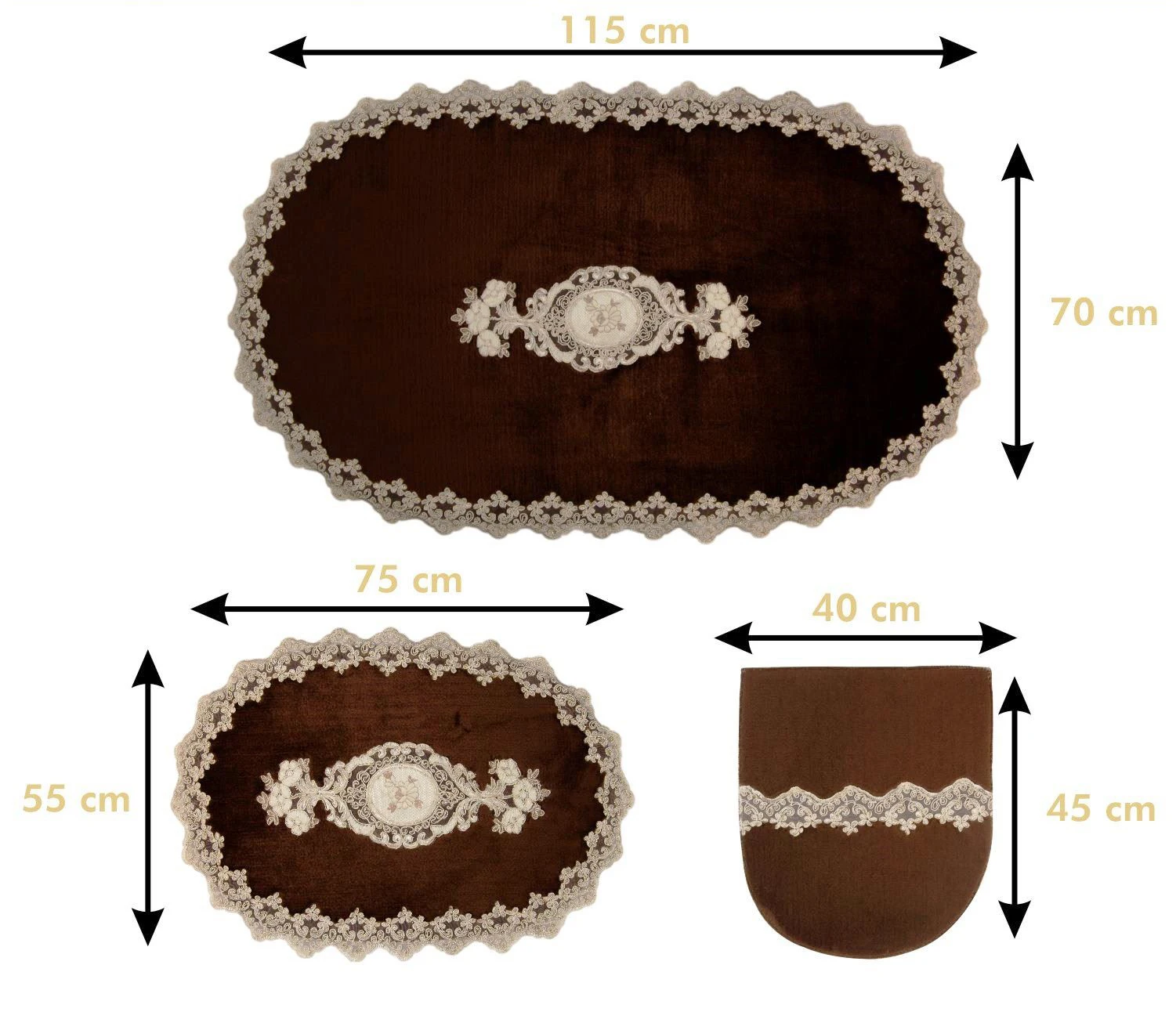 Offerte Bonny Home Lisa Brown 3 Pezzi Tappetino Da Bagno In Peluche Antiscivolo In Pelle Lavabile In Lavatrice