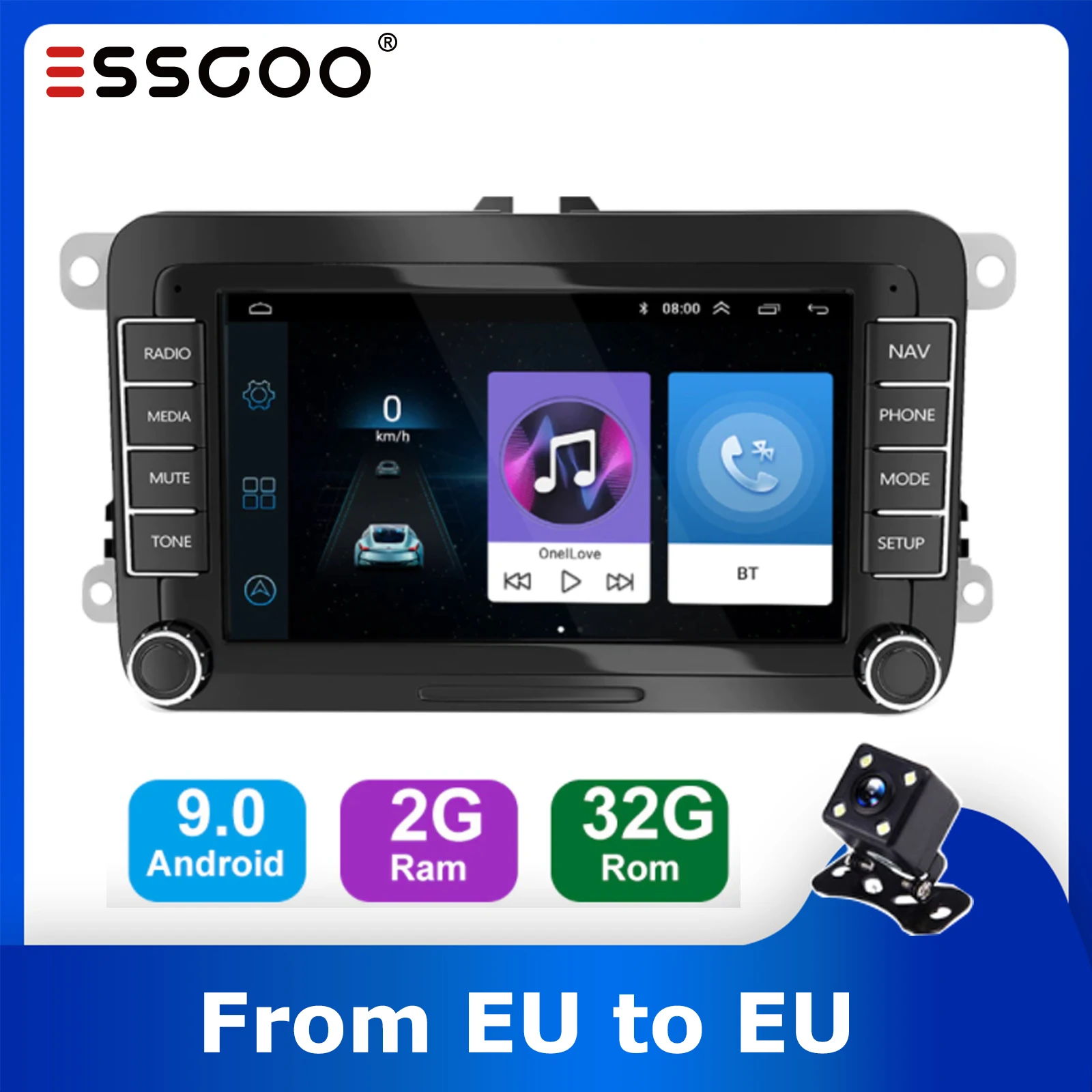 $85.88 ESSGOO 2 din Android 9.1 Car Radio GPS Navigation 7 inch Autoradio Stereo Multimedia Player For Volkswagen VW Skoda Polo Seat