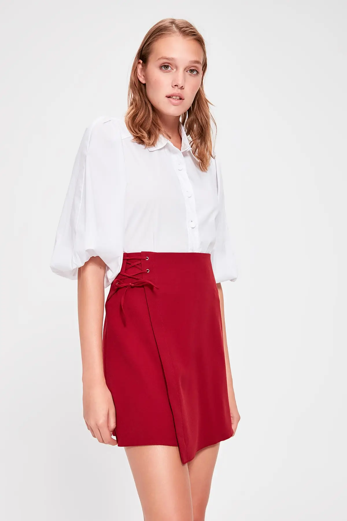 Trendyol бордовый İp подробный юбка TWOAW20ET0428|Женские юбки| |