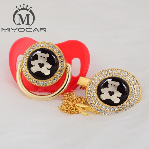 MIYOCAR 7 цветов прекрасный медведь золото bling соска и пустышка Клип BPA бесплатно пустышка bling уникальный дизайн GBEAR - Цвет: GBEAR-5 6-18m