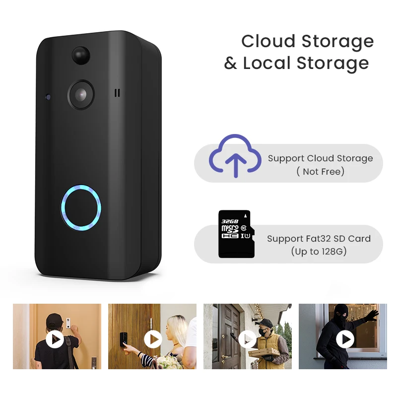 Видеозвонок Simshine1080P с Wi-Fi беспроводной дверной звонок обнаружением движения и