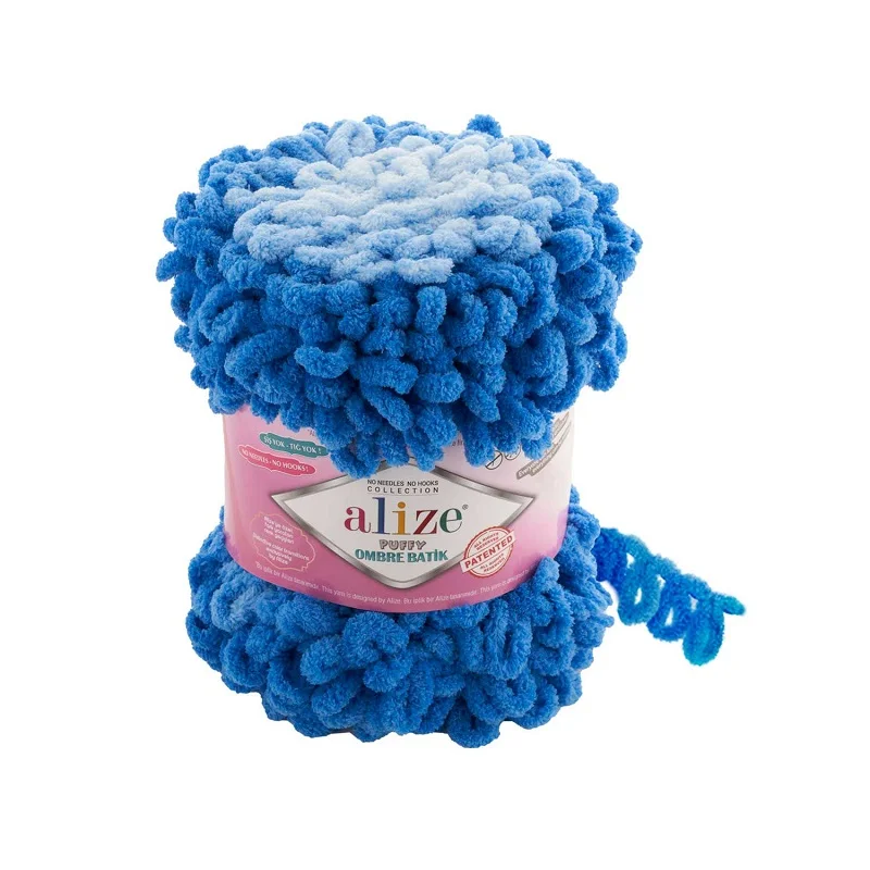 Пряжа Alize PUFFY FINE OMBRE BATIK 500гр % 100 Микрополиэстер без игл коллекция крючков одеяло