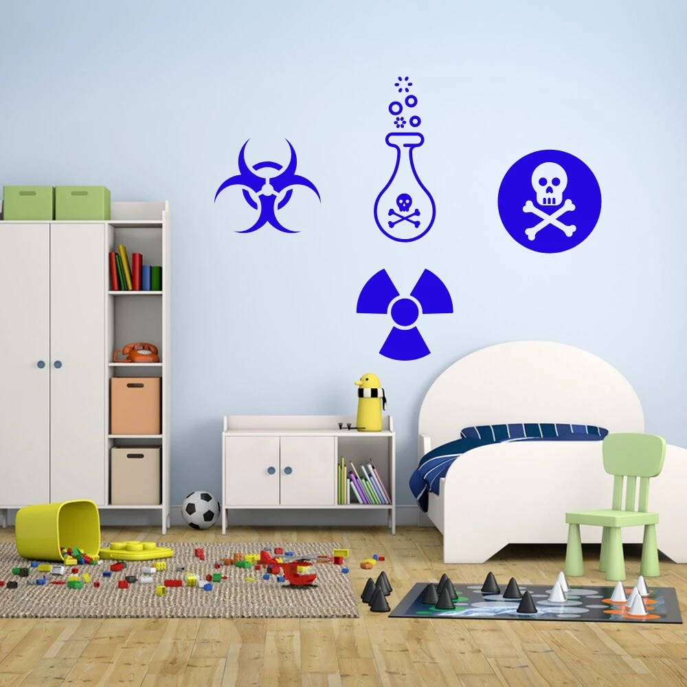 Science Hazard Предупреждение и символы настенные художественные наклейки Дизайн