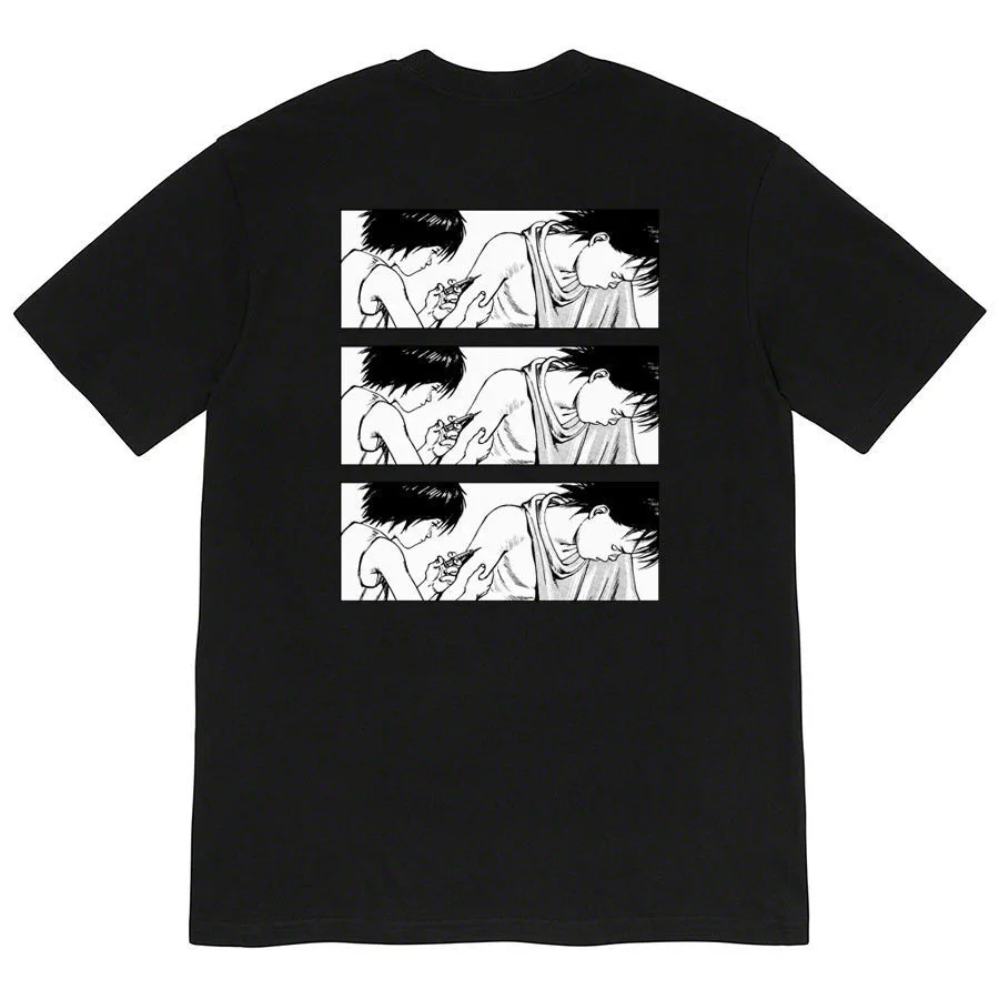 

17FW Akira Syringe Tee Shirt Mens Black And White cotton T-shirts Summer Skateboard Tee men women Skate Tshirt