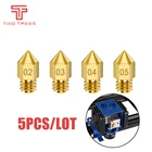 Латунное сопло MK7 MK8, 0,40,30,20,5 мм, для 3D-принтеров, Резьбовая головка 1,75 мм для Makerbot Bluer, 5 шт.