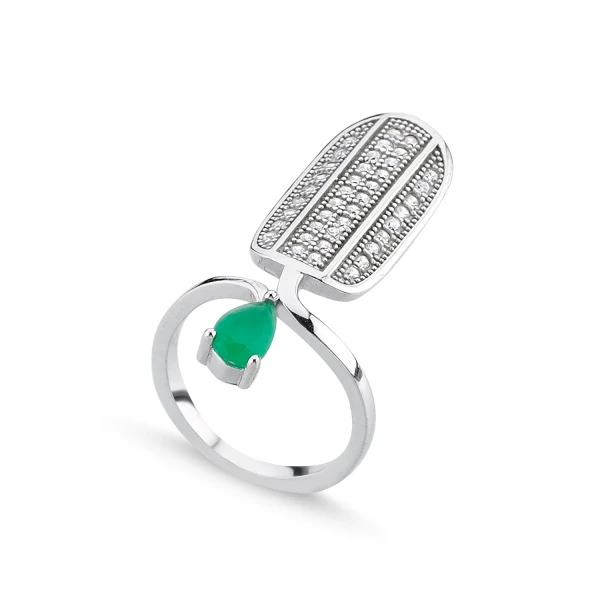 

Серебряное кольцо с 925 пробы, циркон, камень, ноготь