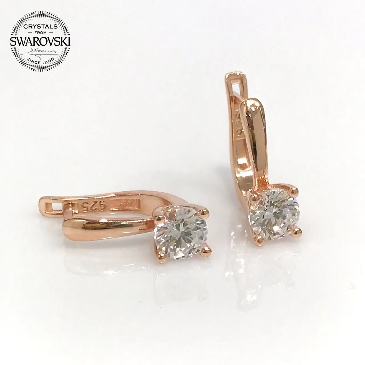 Оригинальные Серебряные серьги Swarovski 6 мм с бриллиантовым узором|Серьги-клипсы| |