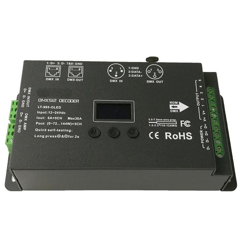Новый 5-канальный светодиодный декодер LTECH DMX512 вход 12-24 В постоянного тока выход 6