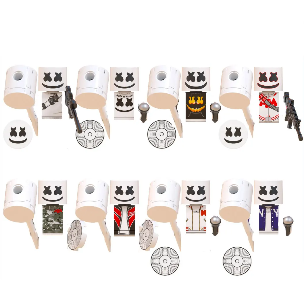 

Single Marshmello Kiss Band Mini Figures Bricks Toy's Building Blocks Diy Assembled Model Educational Toys Gifts for Kids