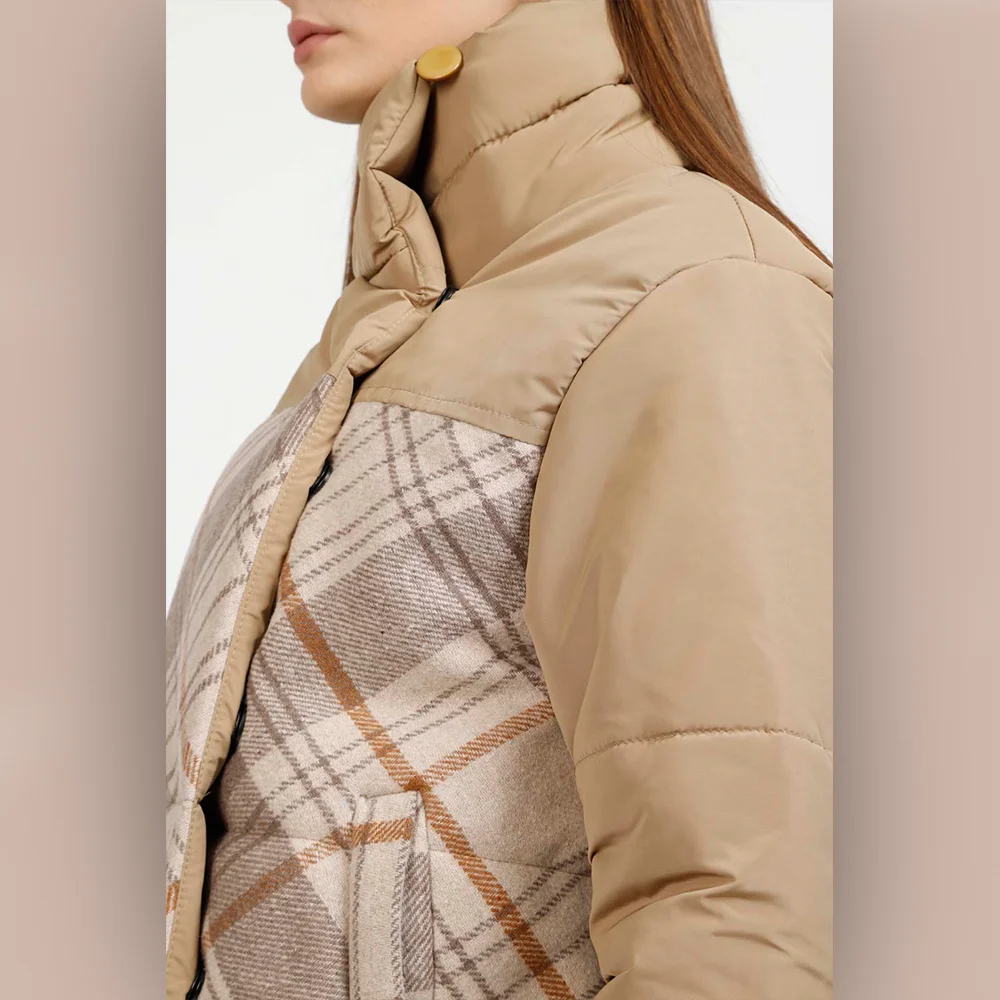 

Cropped Puffer Jacket for Women Winter Clothes Warm Parka Fashion Short Outwear Long Sleeve Zip Thick Down Bubble Coats