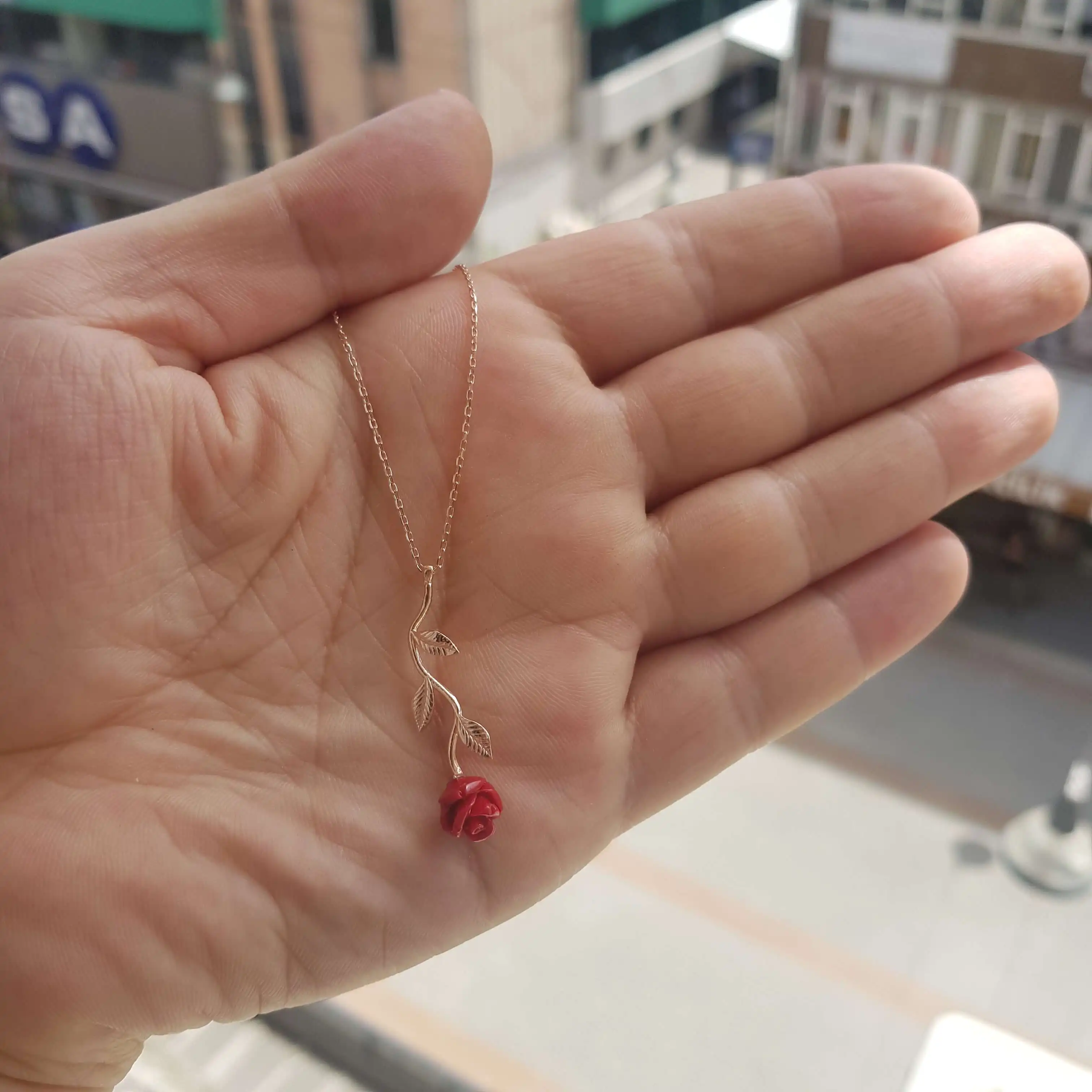 Collier en argent Sterling 925 pour femmes, pendentif en pierre de Zircon Rose rouge, cadeau d'anniversaire, précieux, élégant, chaîne de luxe Cool
