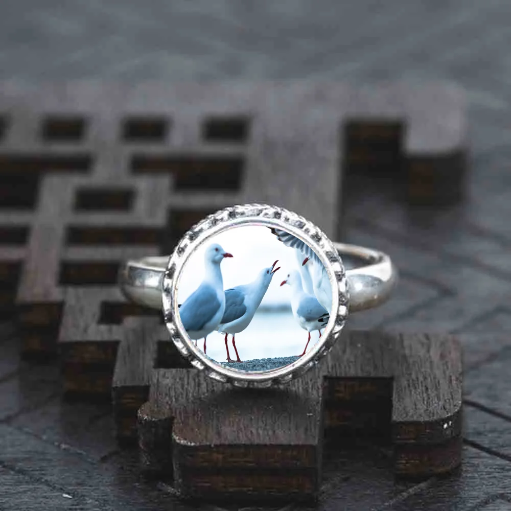 Женское винтажное мини платье из серебра 925 пробы с регулируемым кольцом в виде