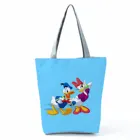 Сумка с мультипликационным принтом Дональд с рисунком утки, женская наплечная сумка Disney, модная сумка для покупок большой емкости, Синяя пляжная сумка-тоут с индивидуальным рисунком