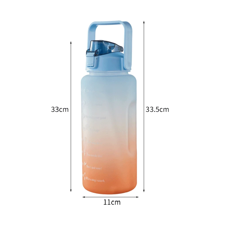 2 л портативная бутылка для воды большой емкости маркер времени герметичная BPA