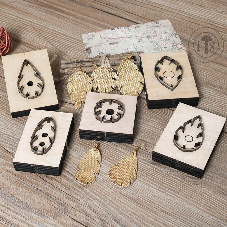 ZONESUN кожаный инструмент для высечки сережек в форме листа бумажный