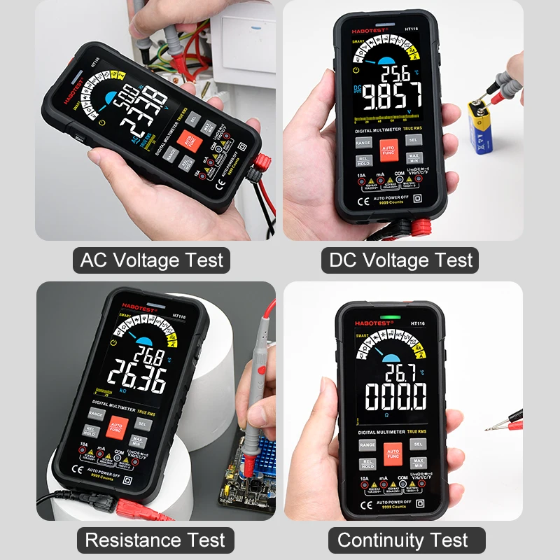 Professional Digital Multimeter Smart Multi Tester Auto Range TRMS AC DC Voltage Ohm HZ Capacitance Diode Live Continuity Meter |