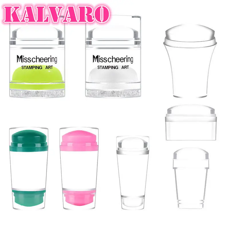 Двухсторонний силиконовый штамп для ногтевого дизайна со скребком набор