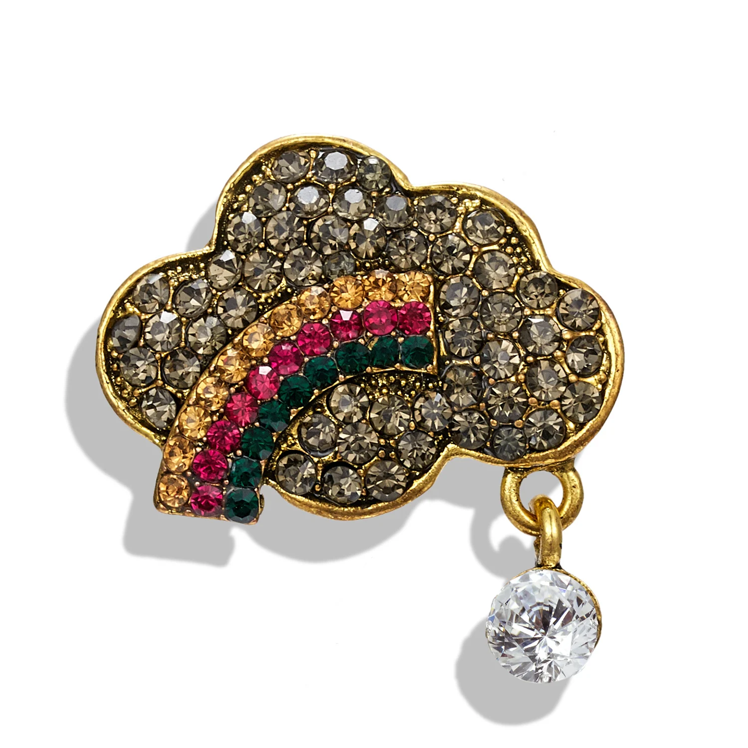 

RINHOO Vintage Exquisite Rhinestone Rainbow Brooches For Women Cartoon Cute Cloud Party Office Casual Brooch Pin Fashion Jewelry