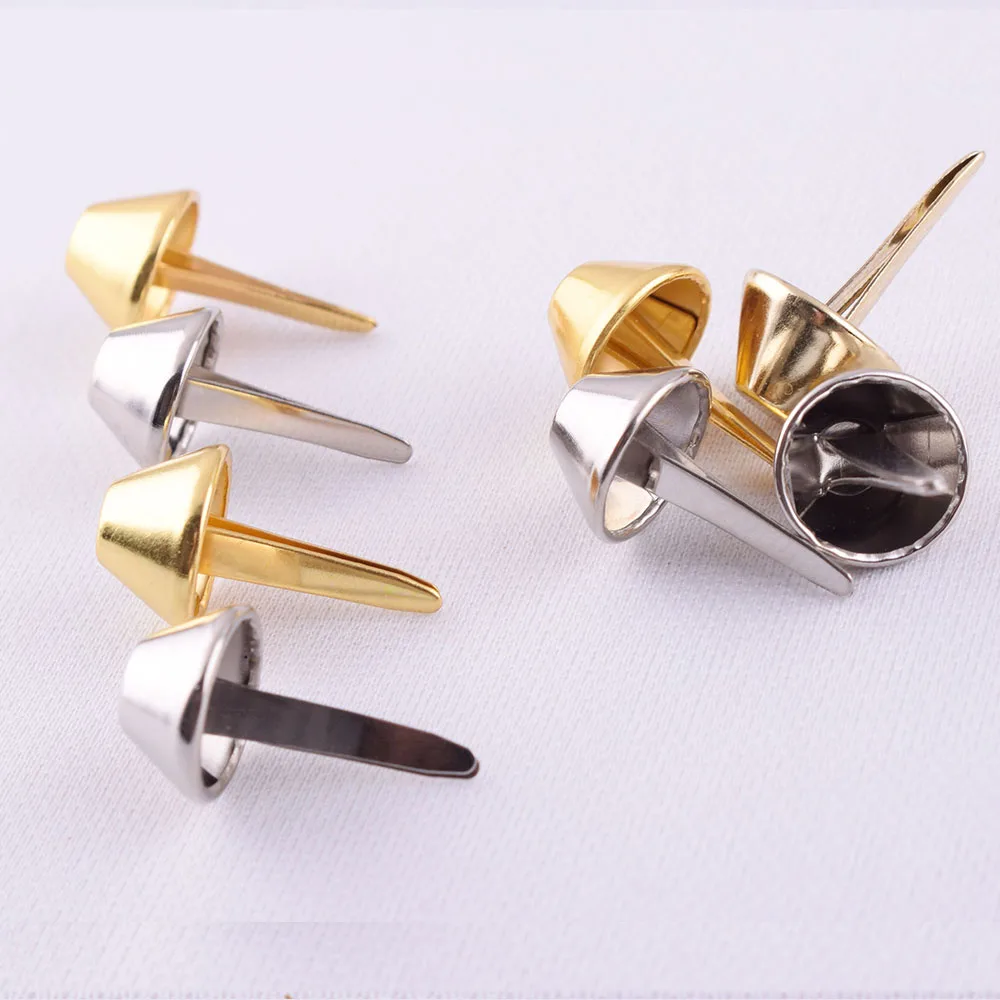 

15mm Gold Purse Feet Round Dome Handbag Nailheads Silver Brads Spike Prong Studs for Bag Belt Leather Craft Hardware Accessories