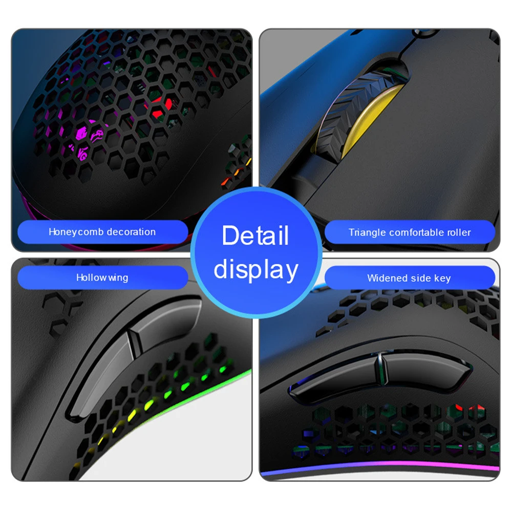 Беспроводная игровая компьютерная мышь X3 2 4 ГГц RGB-подсветка 7 клавиш 2400