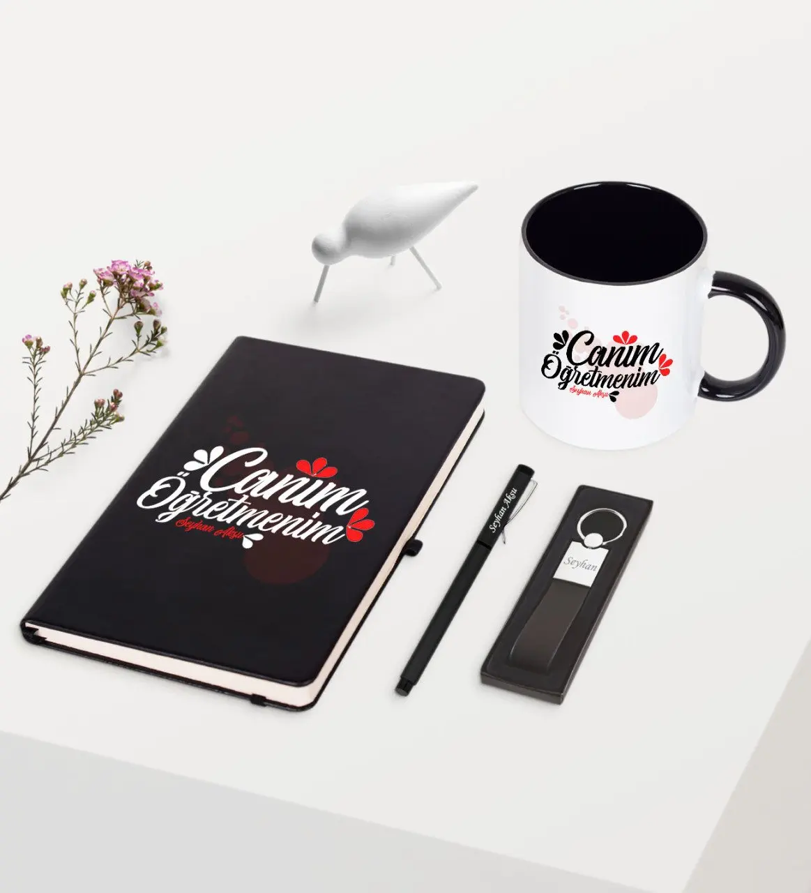 

Personalized Monsieur Lazhar Themed Black Notebook Pen Keychain Mug Set-3